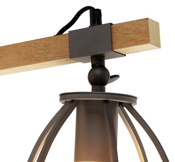 Inteligentná nástenná lampa tmavosivá s drevom nastaviteľná vrátane Wifi A60 - Arthur