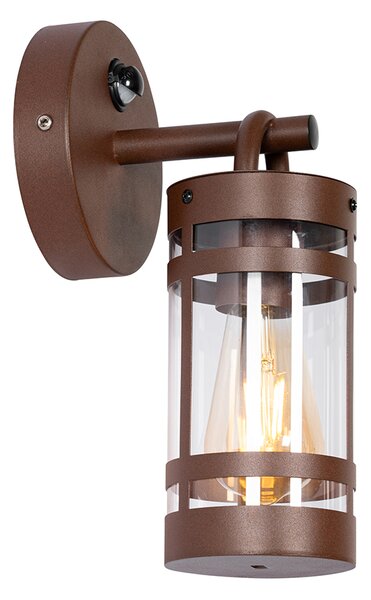 Vonkajšia nástenná lampa hrdzavohnedá IP44 s detektorom pohybu - Ruben