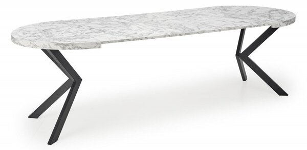 Halmar Rozkladací jedálenský stôl PERONI 100(250)x100 biely mramor/čierny
