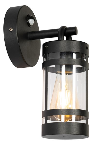 Vonkajšia nástenná lampa čierna IP44 s pohybovým senzorom - Ruben