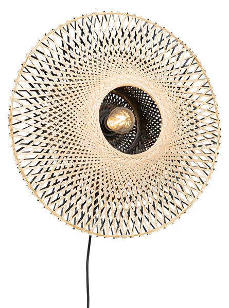 Inteligentná nástenná lampa bambus 50 cm so zástrčkou vrátane Wifi A60 - Rina