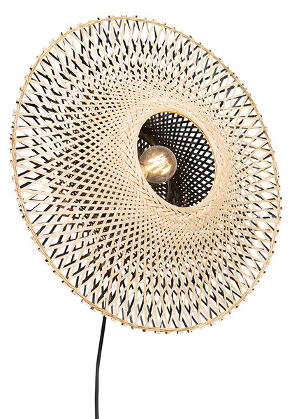 Inteligentná nástenná lampa bambus 50 cm so zástrčkou vrátane Wifi A60 - Rina