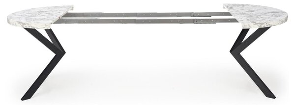 Halmar Rozkladací jedálenský stôl PERONI 100(250)x100 biely mramor/čierny