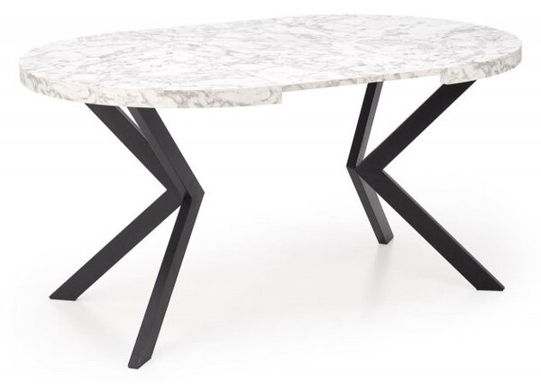 Halmar Rozkladací jedálenský stôl PERONI 100(250)x100 biely mramor/čierny