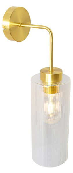 Art Deco nástenná lampa zlatá so sklom - Laura