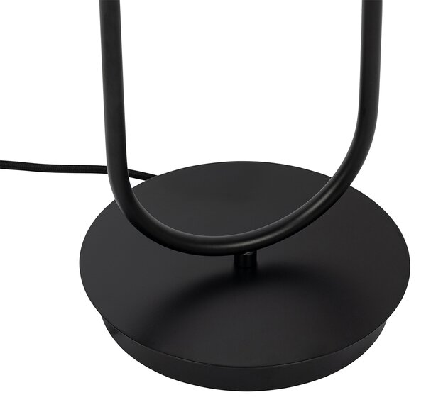 Art Deco stolná lampa čierna s dymovým sklom 2-svetlo - Laura