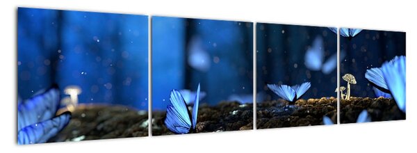 Obraz - modrí motýle (Obraz 160x40cm)