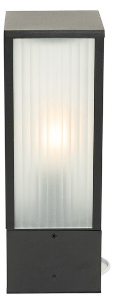 Inteligentná vonkajšia stojaca lampa čierna s rebrovaným sklom 40 cm vrátane WiFi A60 - Charlois