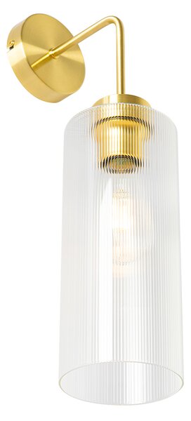 Art Deco nástenná lampa zlatá so sklom - Laura
