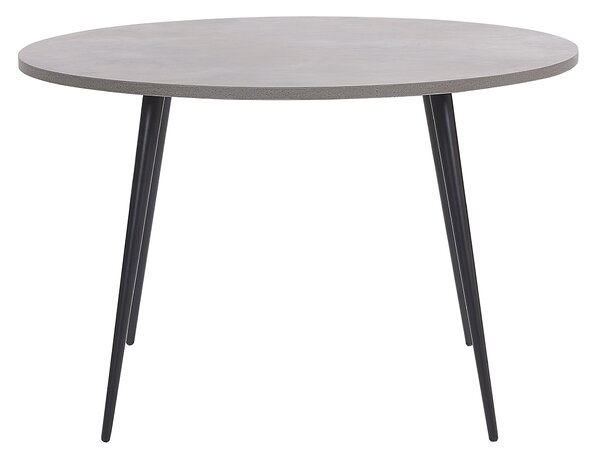 Jedálenský stôl sivý betónový efekt ⌀ 120 cm okrúhly čierne kovové nohy moderný glamour štýl kuchyňa jedáleň