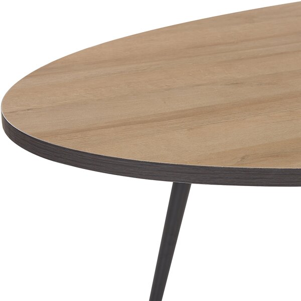 Jedálenský stôl tmavé drevo čierna MDF kov 180 x 90 cm oválny tvar pre 8 osôb moderný štýl kuchyňa jedáleň