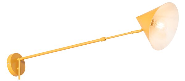 Dizajnová nástenná lampa žltá nastaviteľná - Triangolo