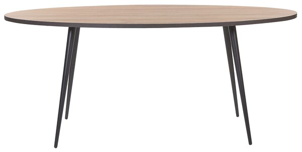 Jedálenský stôl tmavé drevo čierna MDF kov 180 x 90 cm oválny tvar pre 8 osôb moderný štýl kuchyňa jedáleň