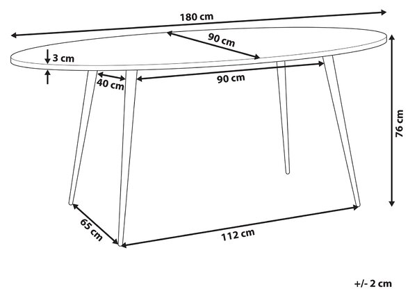 Jedálenský stôl tmavé drevo čierna MDF kov 180 x 90 cm oválny tvar pre 8 osôb moderný štýl kuchyňa jedáleň