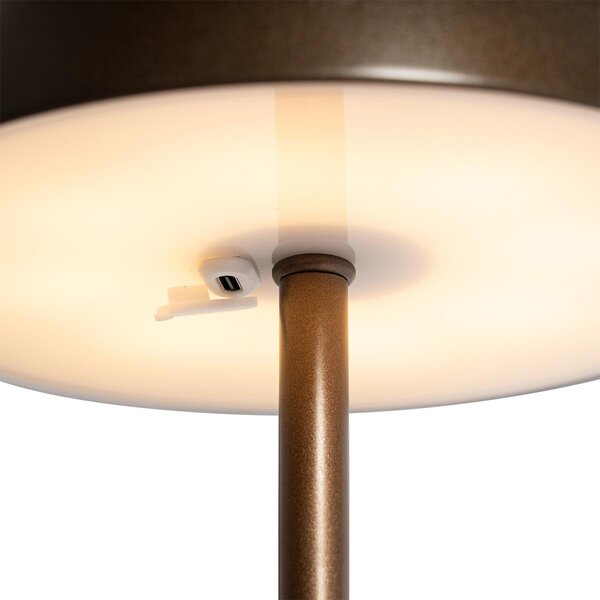 Vonkajšia stolná lampa tmavý bronz nabíjateľná vrátane LED 3-stupňové stmievanie - Keira