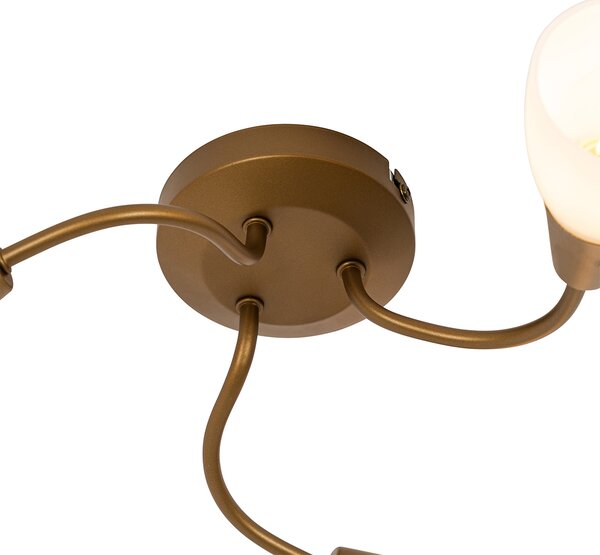 Klasické stropné bodové svetlo zlaté s matným sklom okrúhle 3-svetlo - Madi