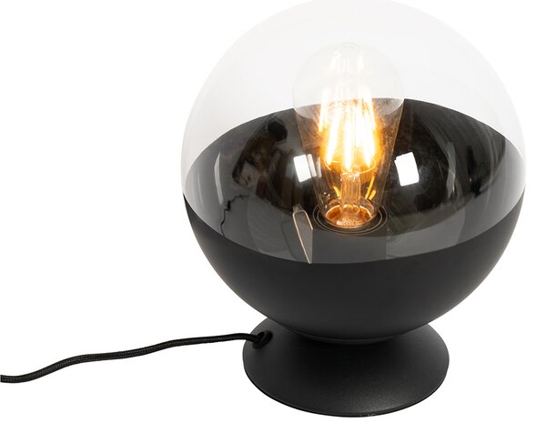 Retro stolná lampa čierna s čírym sklom - Eclipse