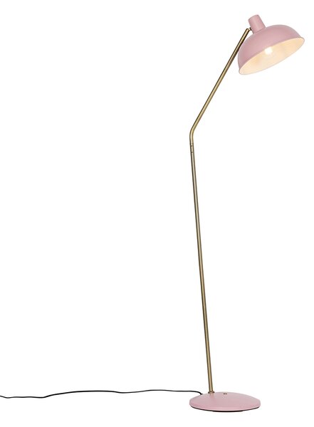 Retro stojaca lampa ružová s bronzom - Milou