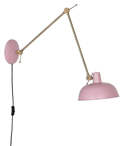 Retro nástenná lampa oceľová ružová s bronzovou - Milou