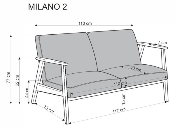 Halmar Dvojmiestna pohovka MILANO 2S zelená/tmavý orech