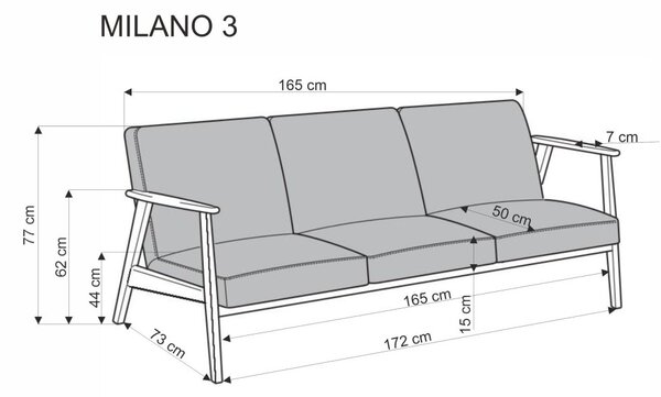 Halmar Trojmiestna pohovka MILANO 3S zelená/tmavý orech
