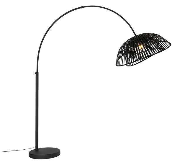 Orientálna oblúková lampa čierna bambusová - Pua