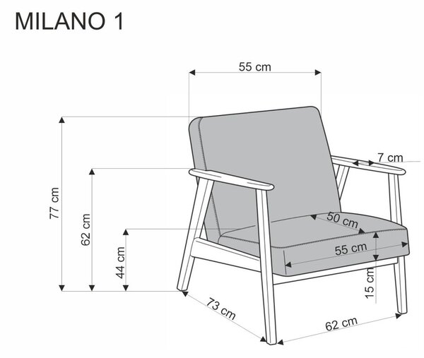 Halmar Kreslo MILANO 1S zelené/tmavý orech