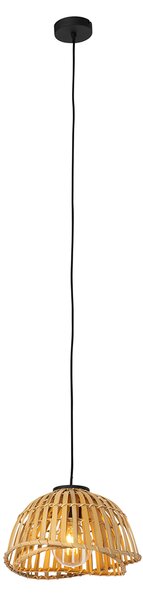 Orientálna závesná lampa čierna s prírodným bambusom 30 cm - Pua