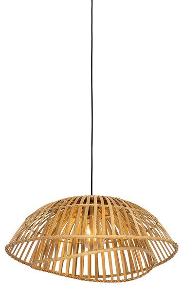 Orientálne závesné svietidlo čierne s prírodným bambusom 62 cm - Pua