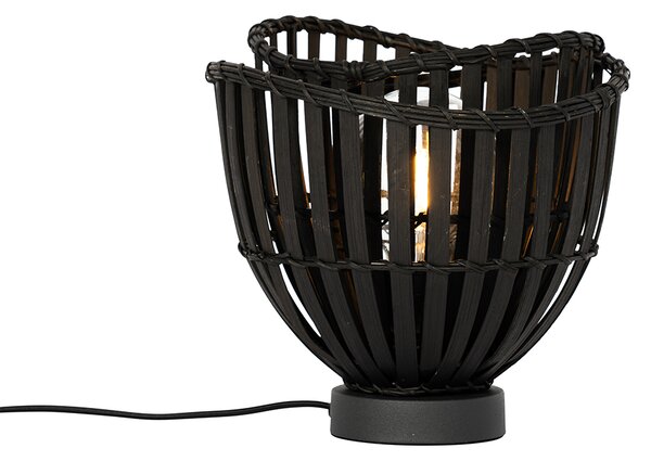 Orientálna stolná lampa čierna bambus - Pua