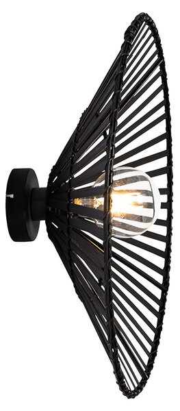 Orientálna nástenná lampa čierna bambus - Pua