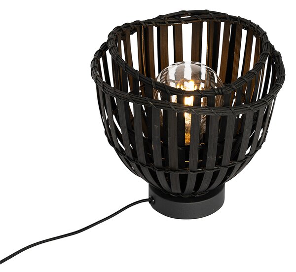 Orientálna stolná lampa čierna bambus - Pua