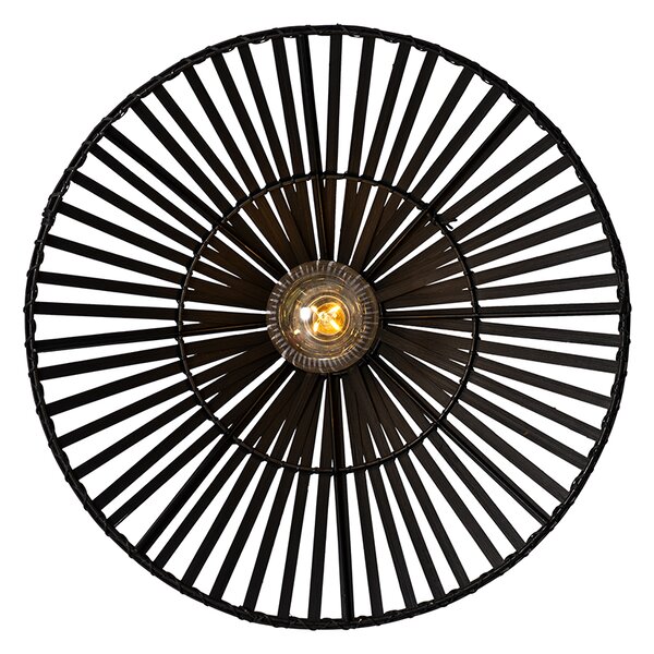 Orientálna nástenná lampa čierna bambus - Pua