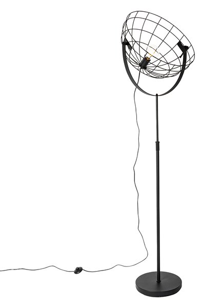 Priemyselná stojaca lampa čierna 50 cm nastaviteľná - Hanze