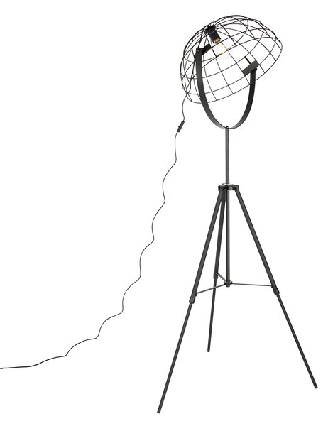 Priemyselná trojnohá stojaca lampa čierna 50 cm nastaviteľná - Hanze