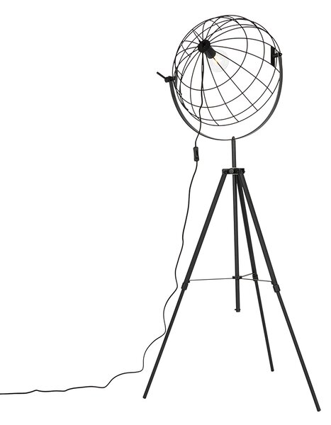 Priemyselná trojnohá stojaca lampa čierna 50 cm nastaviteľná - Hanze