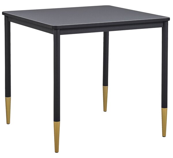 Jedálenský stôl čierna zlatá MDF kov 80 x 80 cm štvorcový tvar pre 2 osoby moderný glamour štýl kuchyňa jedáleň