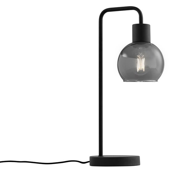 Art Deco stolná lampa čierna s dymovým sklom - Vidro