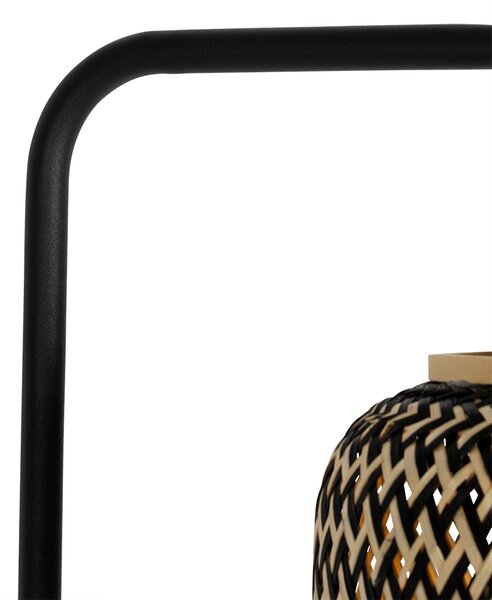 Orientálna stojaca lampa bambusová s čiernou - Yvonne