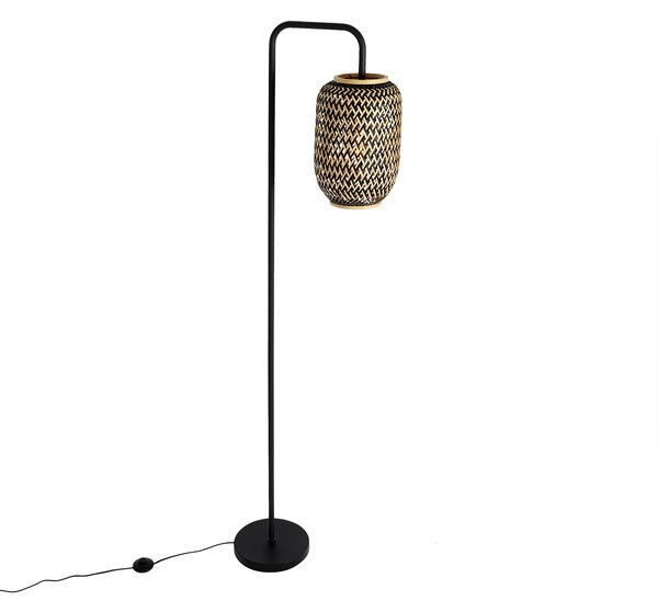 Orientálna stojaca lampa bambusová s čiernou - Yvonne