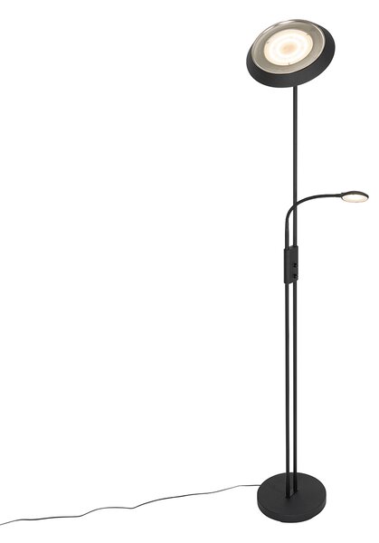 Stojaca lampa čierna vrátane LED a stmievača so svetlom na čítanie - Fez