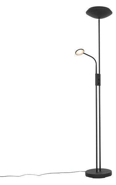 Stojaca lampa čierna vrátane LED a stmievača so svetlom na čítanie - Fez