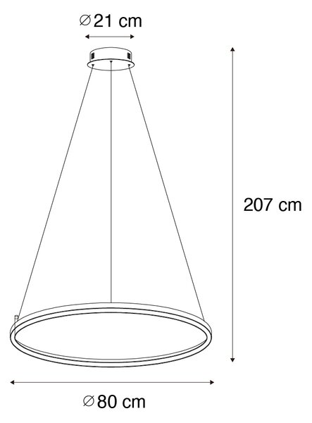 Závesná lampa bronzová 80 cm vrátane LED 3-stupňového stmievania - Girello
