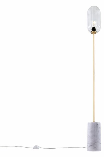 Stojaca lampa v štýle Art Deco mosadz s priehľadným sklom - Rid