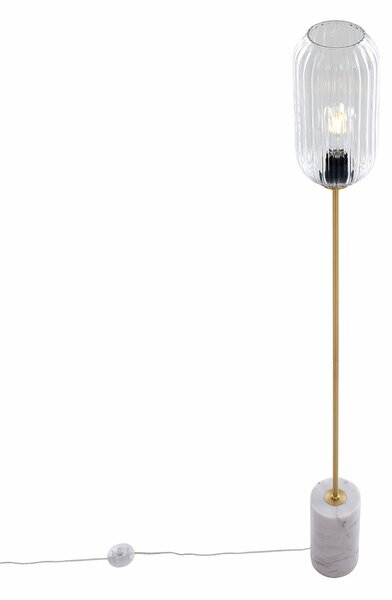 Stojaca lampa v štýle Art Deco mosadz s priehľadným sklom - Rid