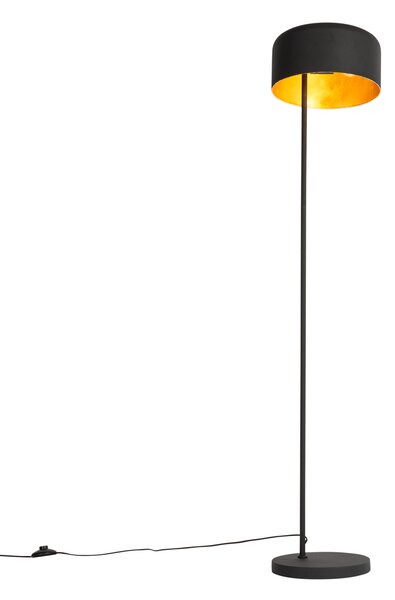 Retro stojaca lampa čierna so zlatým vnútrom - Jinte