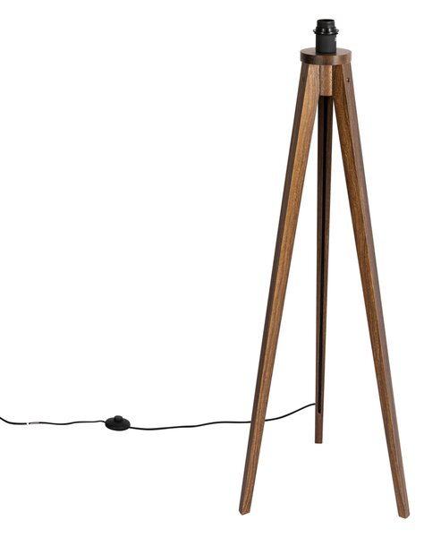 Rustikálna stojaca lampa trojnožka orechové drevo - Tripod Classic