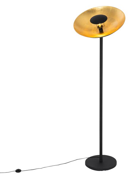Priemyselná stojaca lampa čierna so zlatým vnútrom 60 cm - Magnax