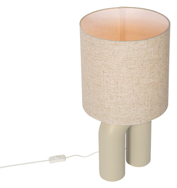 Dizajnová stolná lampa béžová s tienidlom z ľanu béžová - Lotti