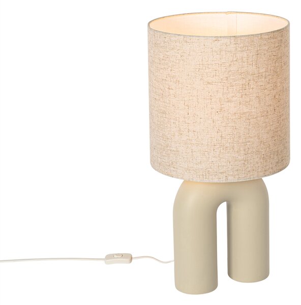 Dizajnová stolná lampa béžová s tienidlom z ľanu béžová - Lotti